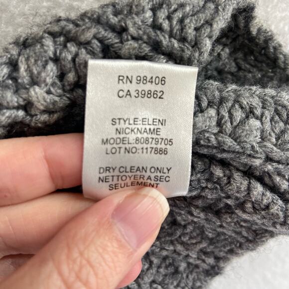 Theory Gray Eleni Cashmere Wool Tie‎ Cardigan Size Medium Sweater - Picture 6 of 7